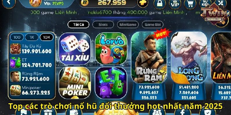 Top các trò chơi nổ hũ đổi thưởng hot nhất năm 2025